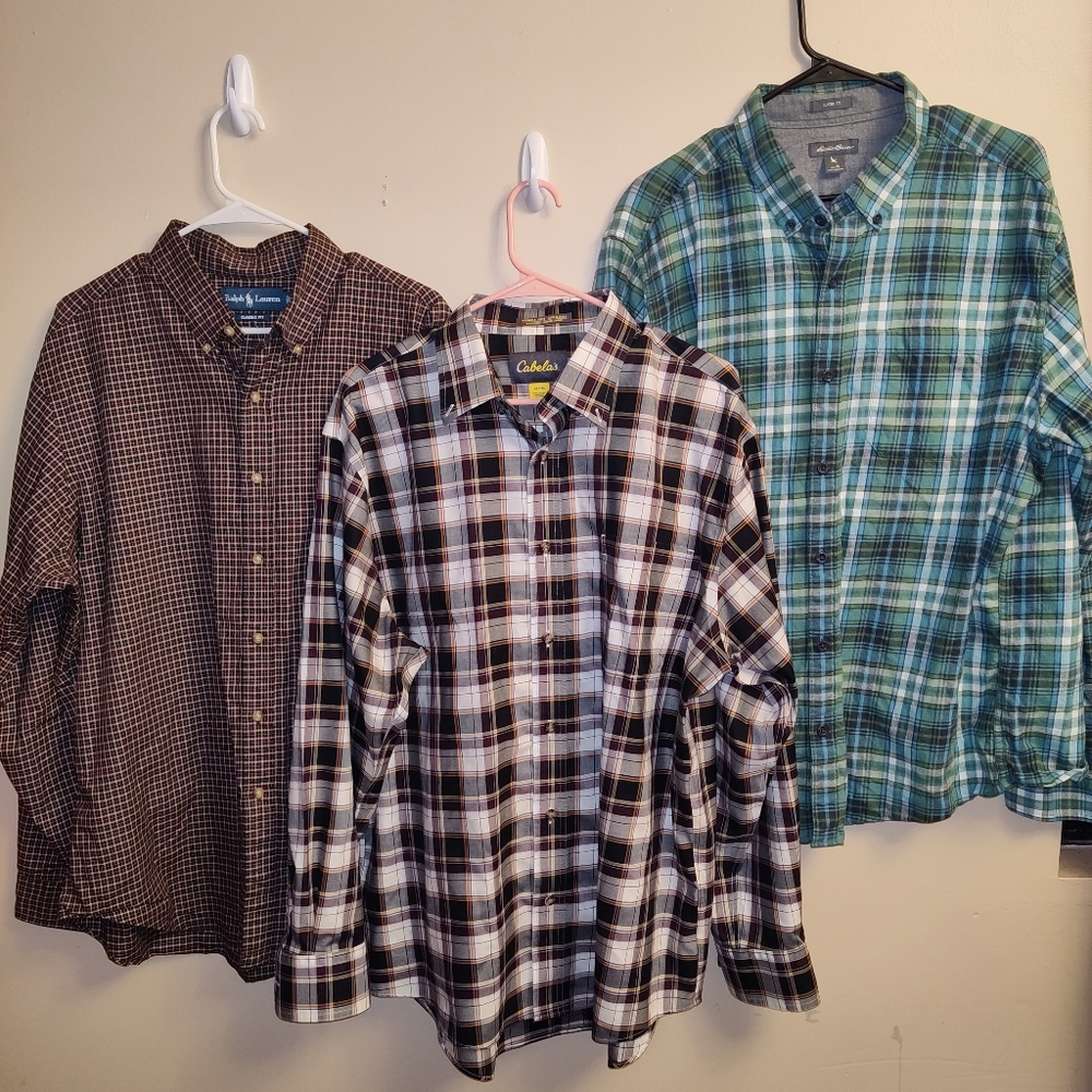 3 XL long sleeve button up shirts Polo